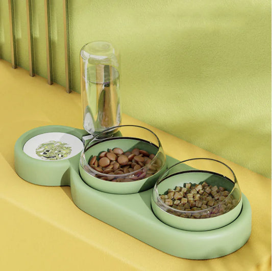 PawDine 2-in-1 Elevated Pet Feeding Station - Fresh Water Fountain for Cats & Small Dogs
