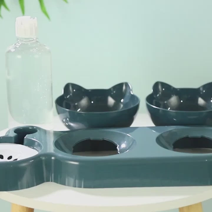 PawDine 2-in-1 Elevated Pet Feeding Station - Fresh Water Fountain for Cats & Small Dogs
